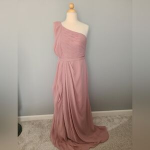 Elegant One-Shoulder Pink Dress- Azazi